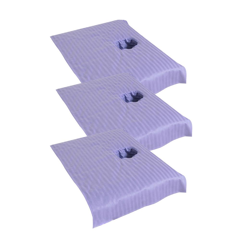 3pcs Cotton Massage Table Face Hole Towel Beauty Bed Cover Sheet Lilac