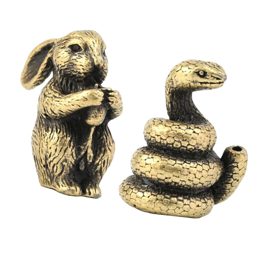 2 Incense Burner Chinese  Animal Rabbit Snake Figurine Incense Holder