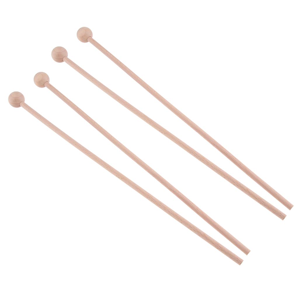 2 Pair Wooden Tongue Drum Stick Mallets Percussion Instrument Accessory 42cm
