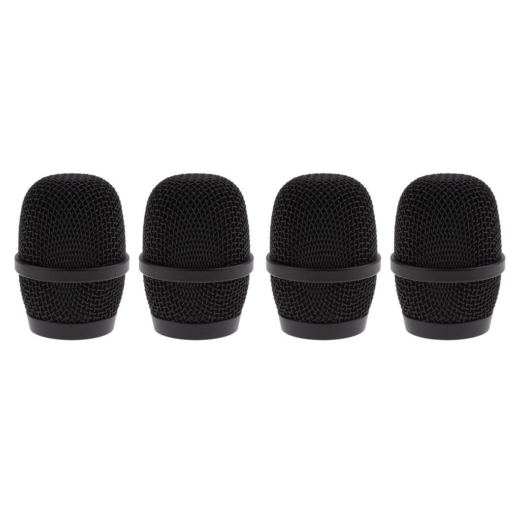 4 Piece Microphone Steel Mesh Grille Replacement with Foam Windscreen,Black