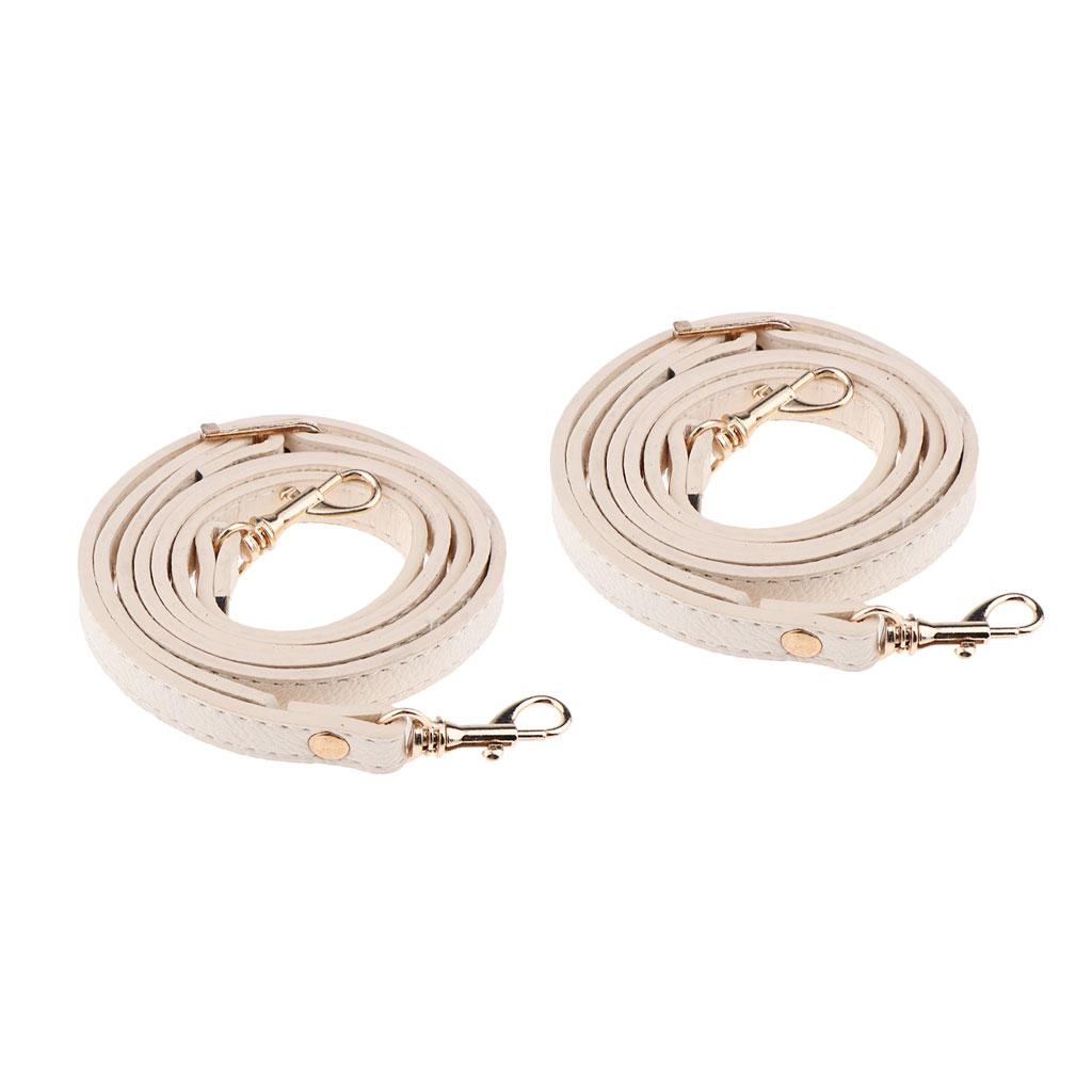 2pcs Adjustable Leather Shoulder Bag Strap Replacement Lobster Clasps Beige