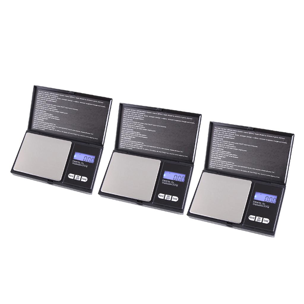 3x Digital Scale Electronic Jewelry Pocket Gram Coin Precise 50g/0.01g