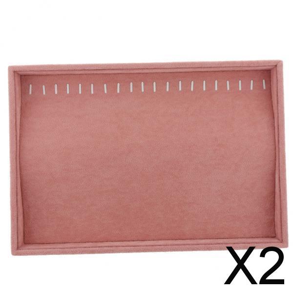 2xRing Earrings Necklace Jewelry Display Organizer Box Tray Necklace Tray
