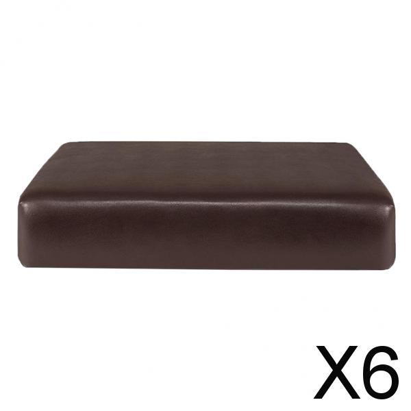 6xWaterproof PU Leather Sofa Seat Cushion Cover Protector Coffee_1 Seater