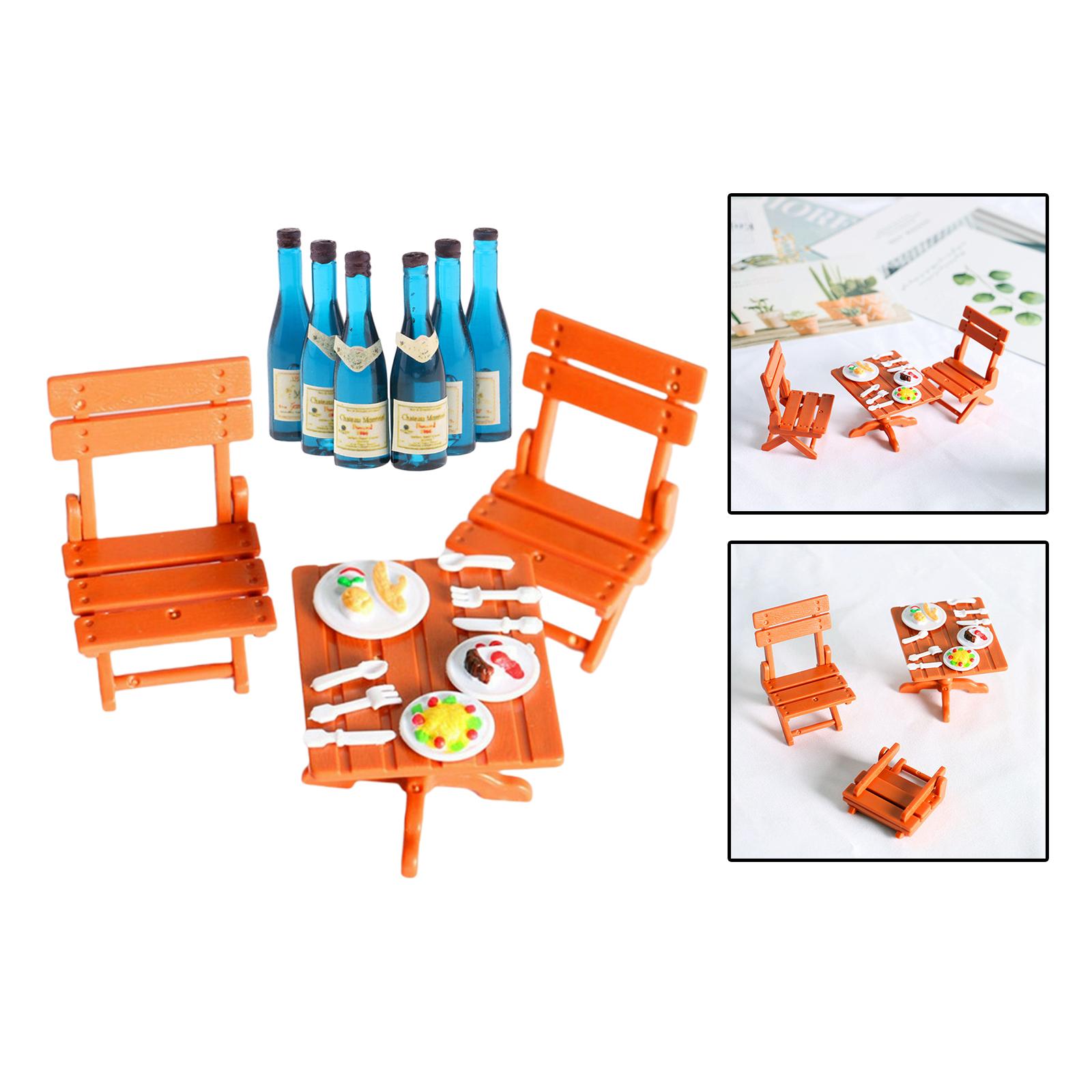 Miniature Beach Table Chair Set for Doll House 1/12