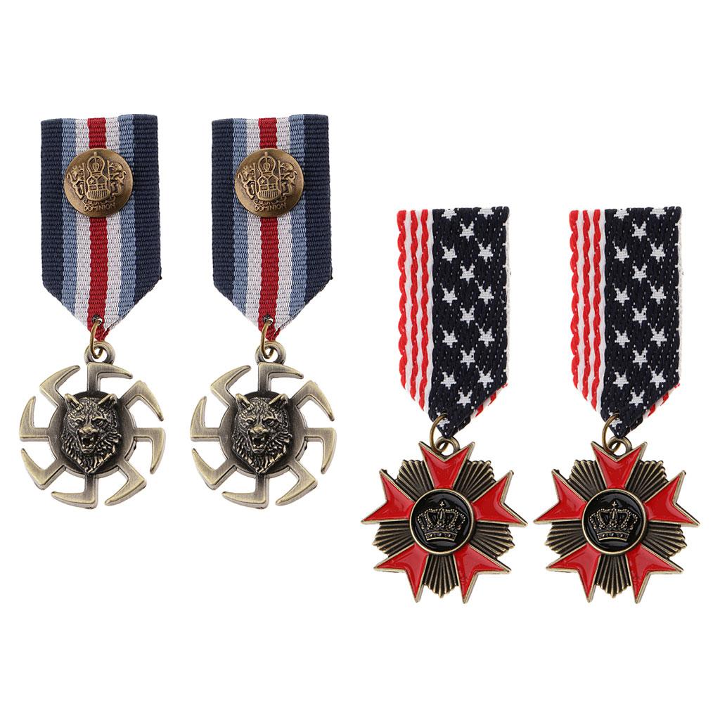 4x Retro Style Unisex Medal  Badges Star Brooch Pin Jewelry StyleE
