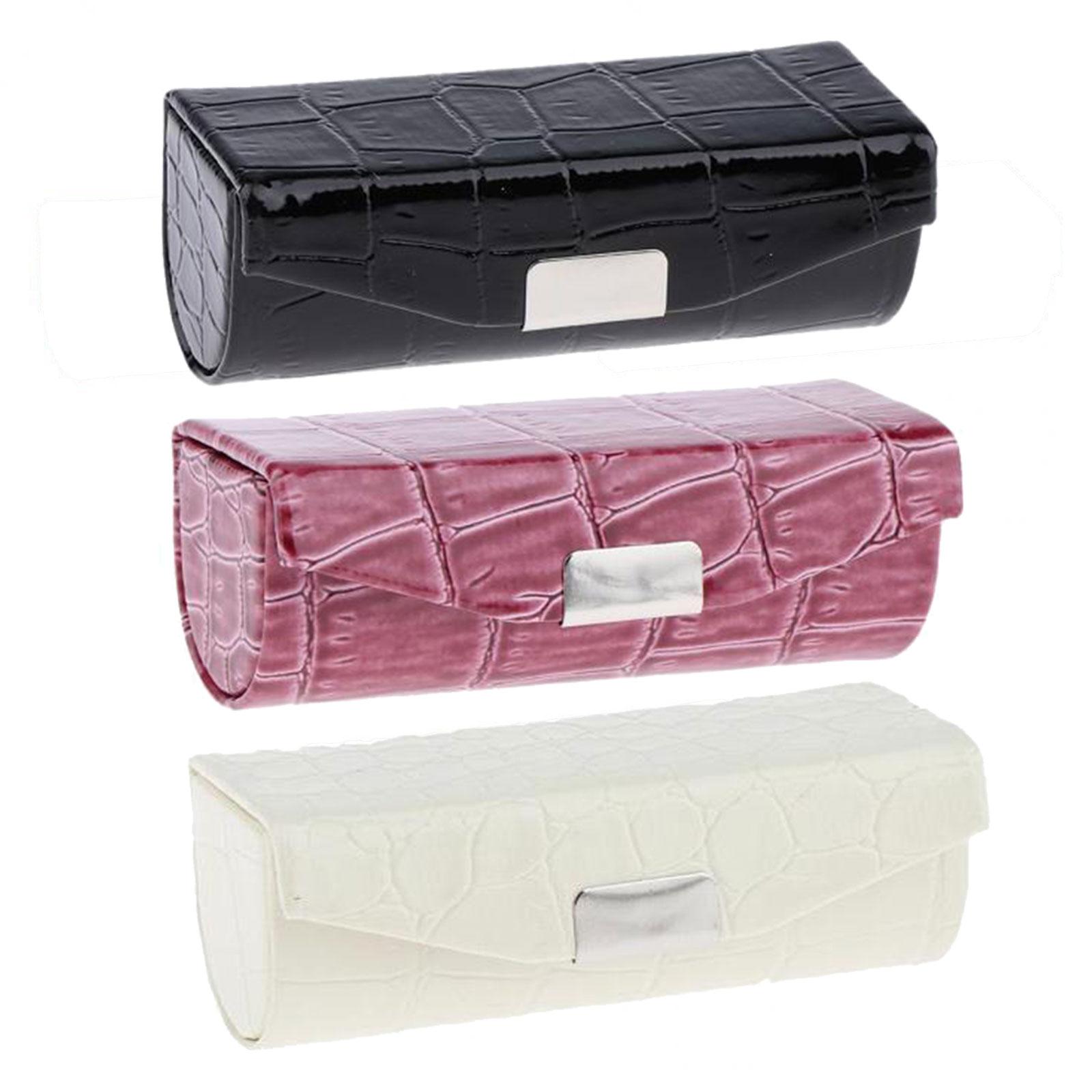 3x PU Leather Lipstick Case Holder  Dark Brown and Black and White