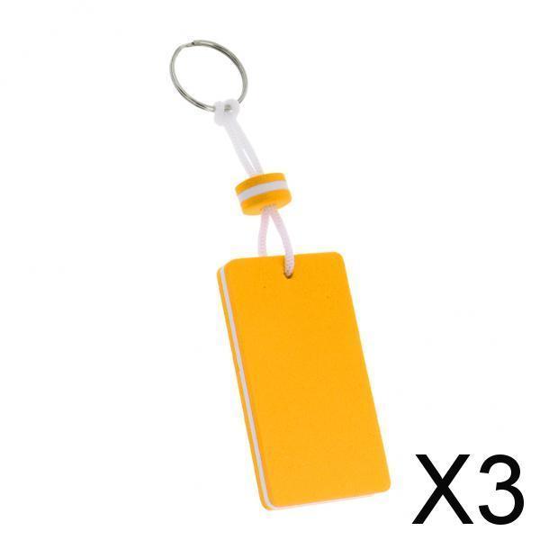 3xYachting Boating Kayaking Floating Key Chain Key Ring-Rectangle Shape Orange