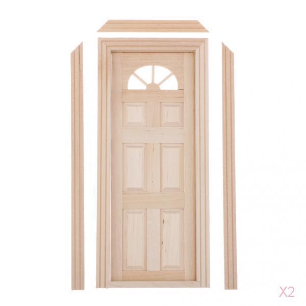 Dollhouse Miniature Wooden Door Unpainted 1:12 Scale