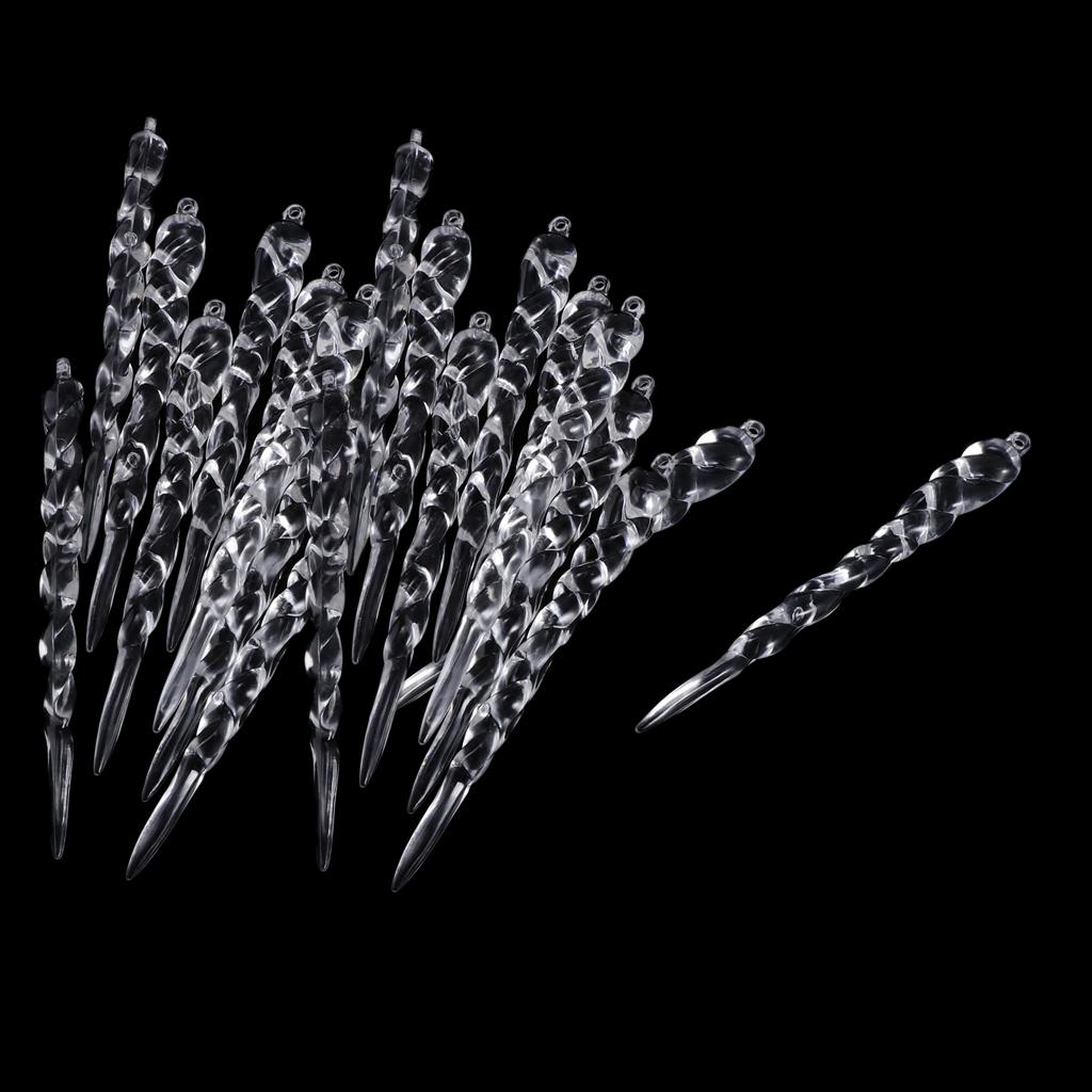 Clear Acrylic Icicle Home Ornament Set of 20 Pieces