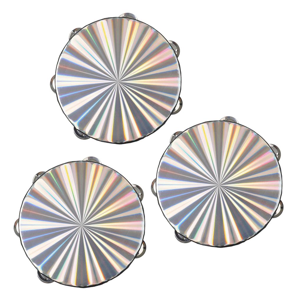 3Pcs Compact Double Laser Surface Music Tambourine Percussion Tamborine Drum
