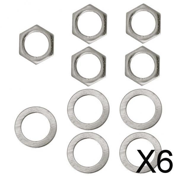 6x5 Pieces Electric Guitar Bass Jack Output Socket Nuts Washers Silver