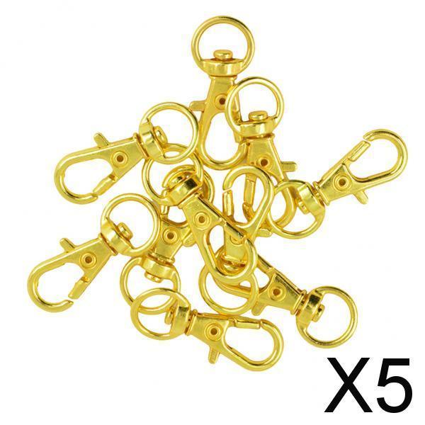 5x10Pcs Swivel Trigger Snap Hooks Keychain Key Ring Gold