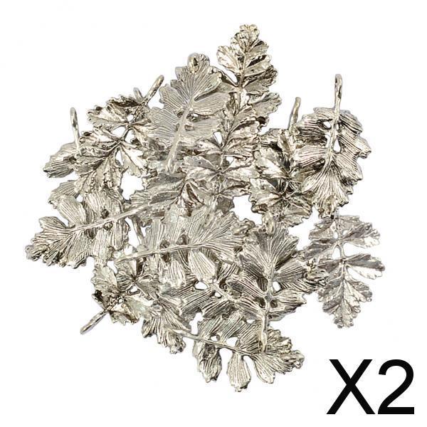 2x20 Pieces Tibetan Silver Leaf Charms Pendant DIY Jewelry Findings Connectors