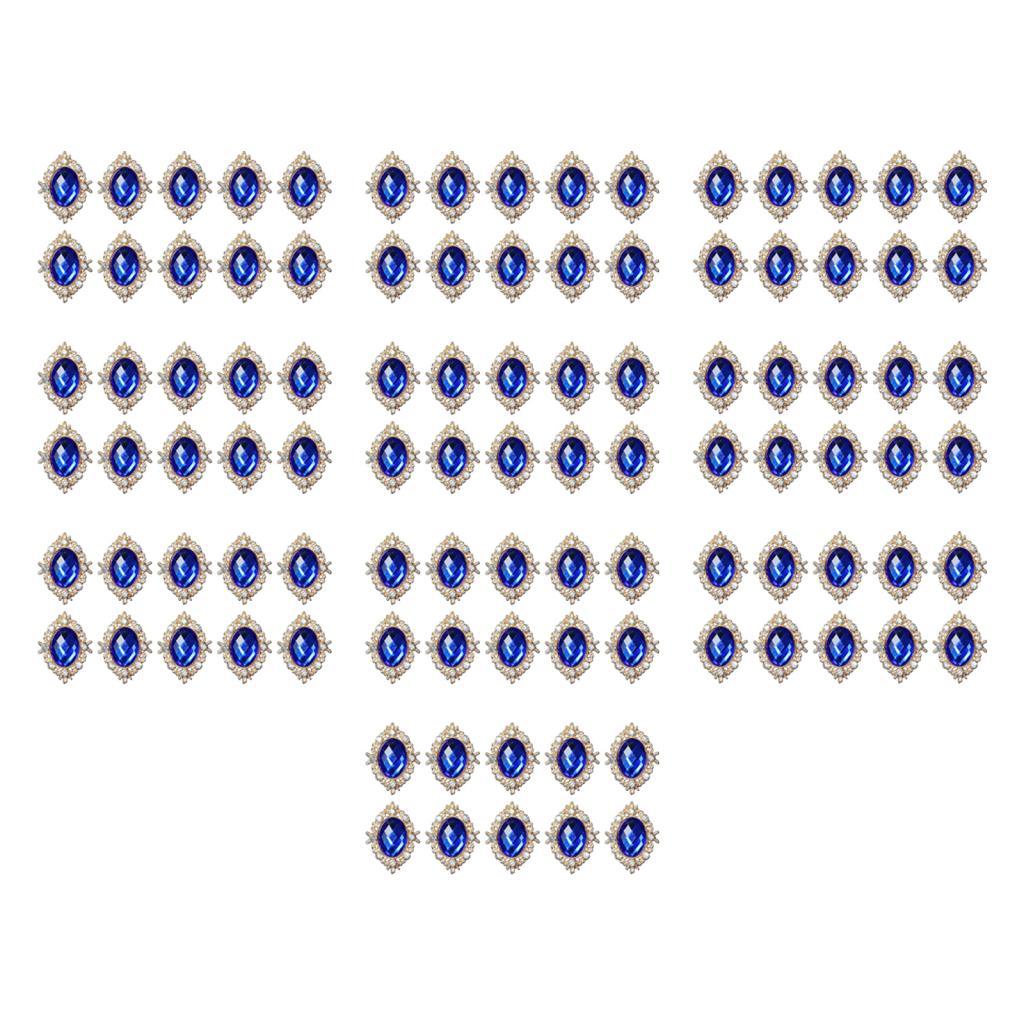 10x10pcs Rhinestone Flat Back Beads Button Scrapbook Embellishment  Navy Blue