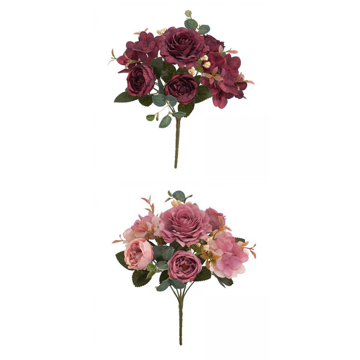 2pcs Artificial Peony Flowers Bouquet for Wedding Dark 