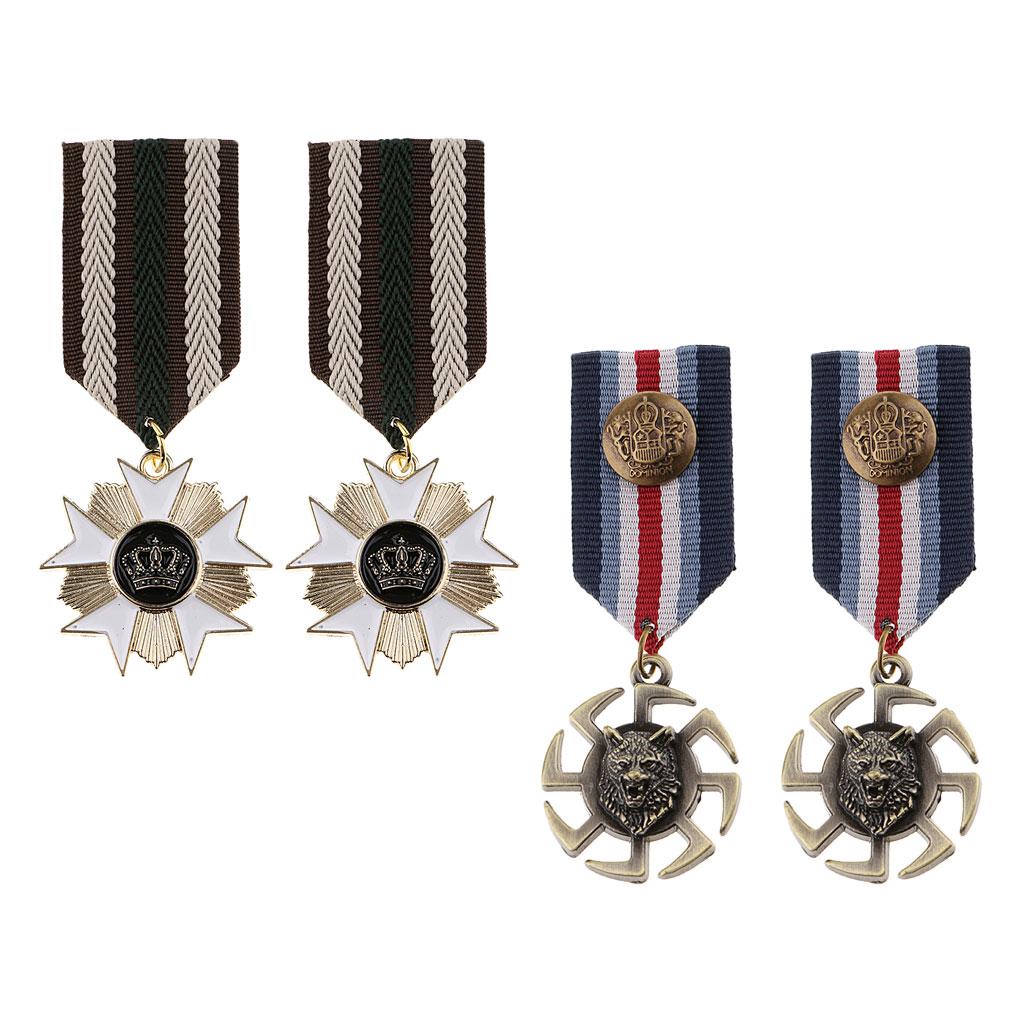 4x Retro Style Unisex Medal  Badges Star Brooch Pin Jewelry StyleF