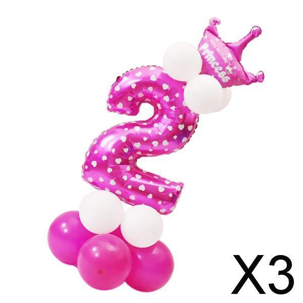 3xAll Numbers Crown Balloons Column Set Happy Birthday Arch Garland Number 2