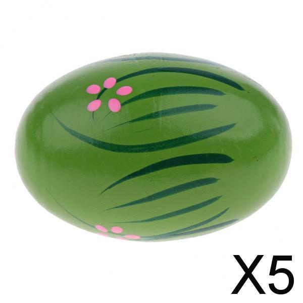 5xWood Hand Shaker Egg Intelligence Percussion Toy for Early Learning Green