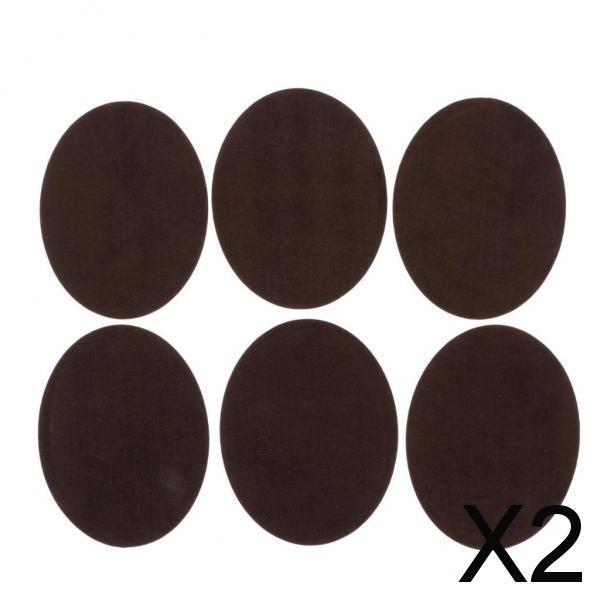 2x6pcs Oval Shape Iron-on Patch Suede Elbow Applique Cloth Badge Coffee