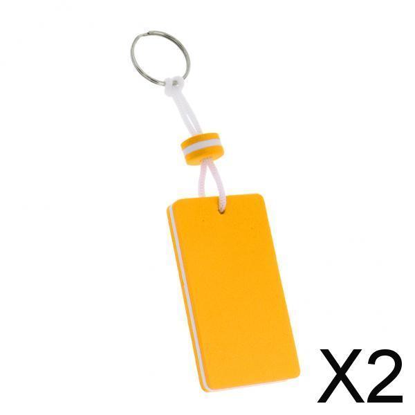 2xYachting Boating Kayaking Floating Key Chain Key Ring-Rectangle Shape Orange