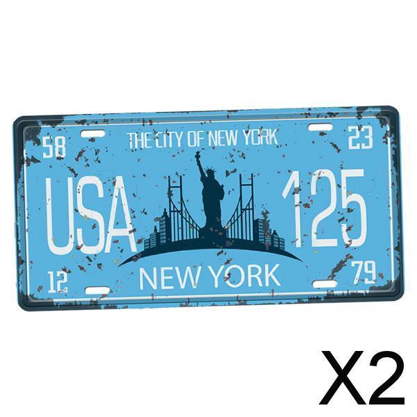 2xIron painting  metal tin sign New York City