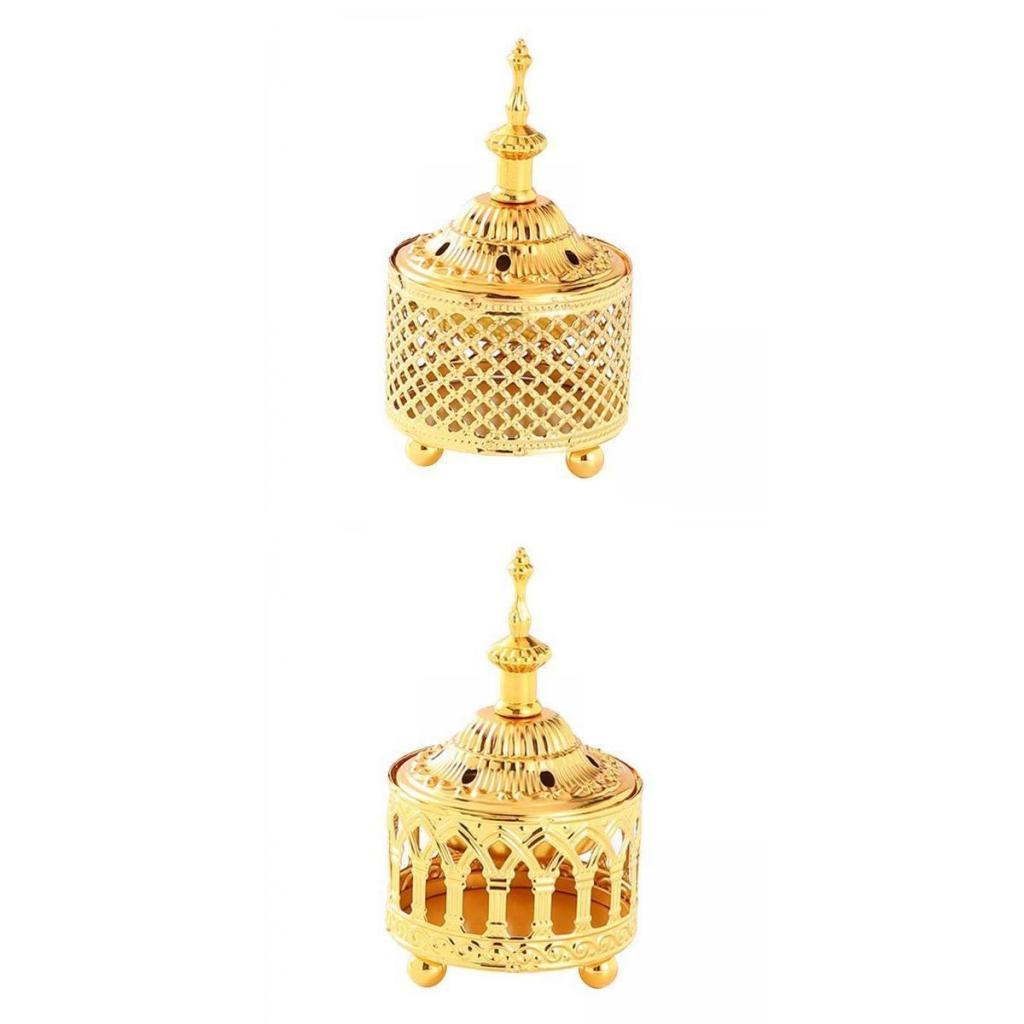 2x Islamic Charcoal Incense Burner Design Gold Censer Candle Holder