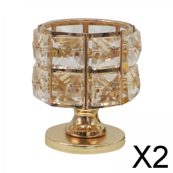 2xCrystal Tea Light Candle Holder Wedding Table Centerpiece Dinner 8x9CM