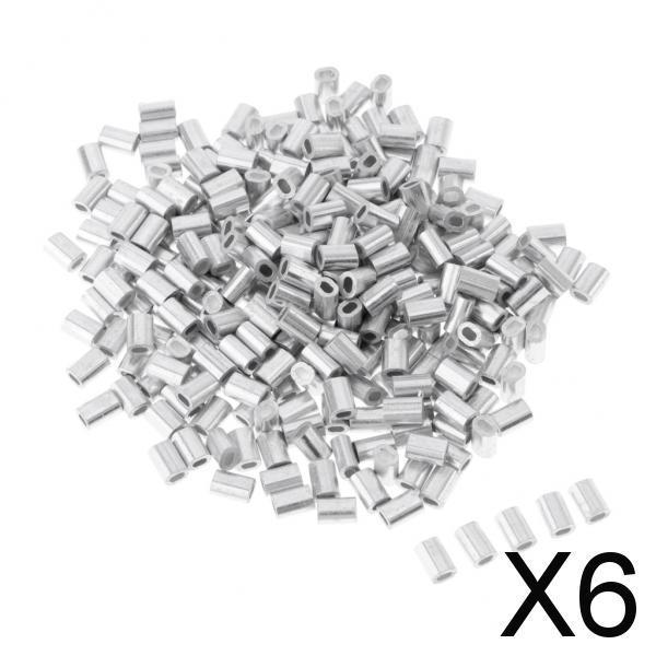 6x100Pcs Aluminium Fishing Crimps Double Barrel Crimp Sleeves 1mm