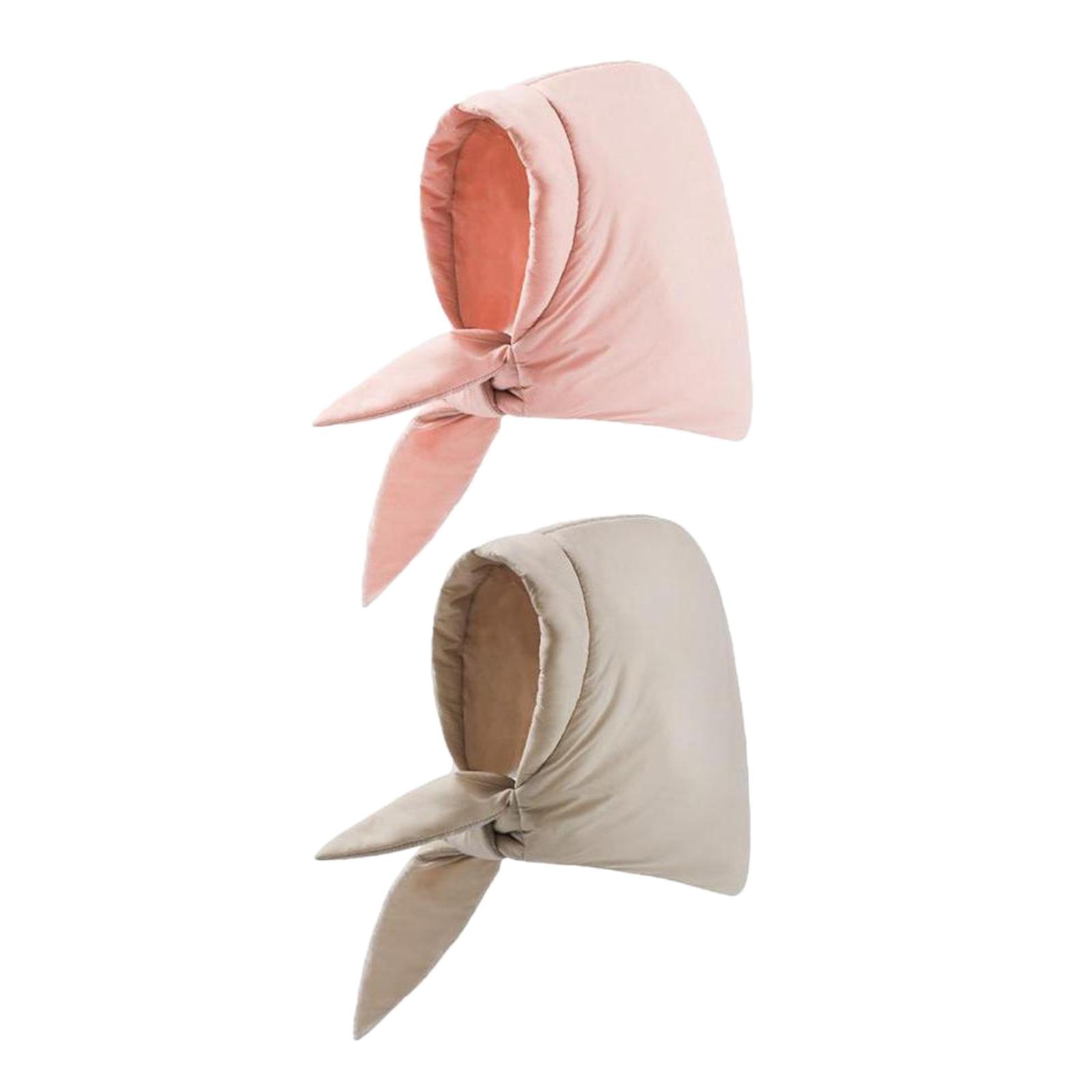 2pcs Women Headscarf Neck Warmer Windproof Neck Scarves Khaki Pink