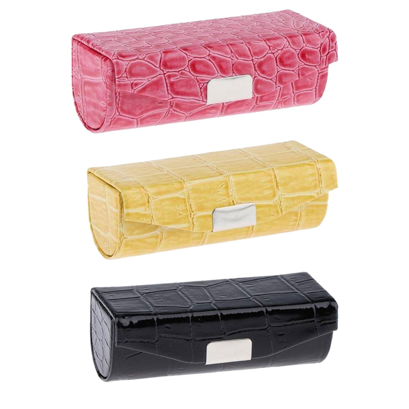 3x PU Leather Lipstick Case Holder  Black and Rose Red and Yellow