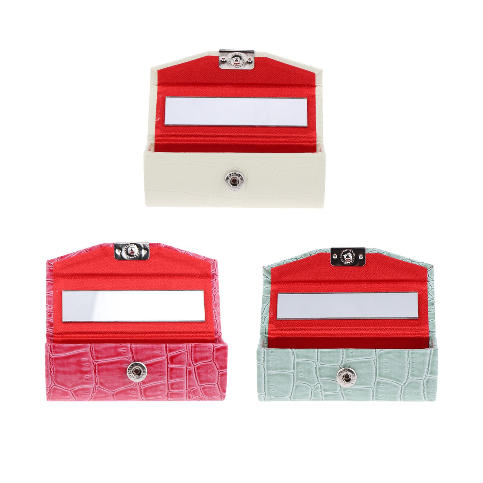 3x Lipstick Case   Rose Red and White and Greyish Green