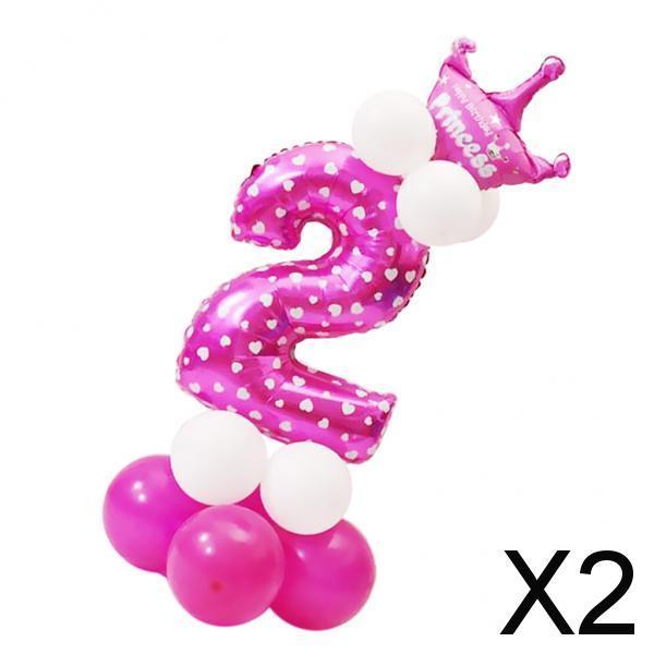 2xAll Numbers Crown Balloons Column Set Happy Birthday Arch Garland Number 2