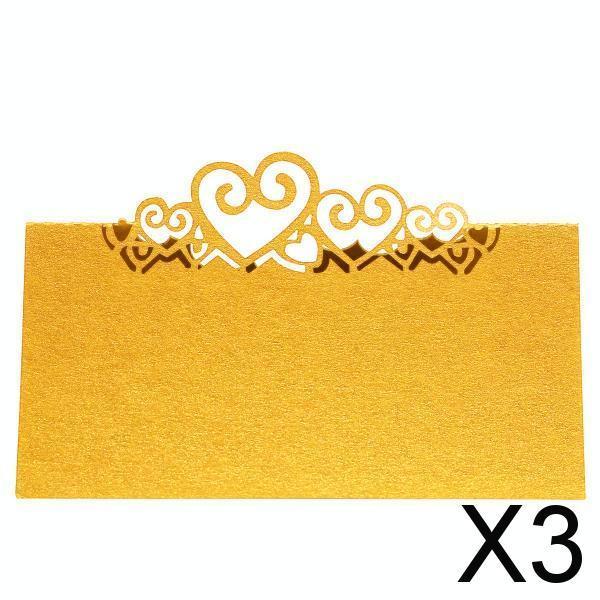 3x25pcs Wedding Table Place Cards Laser Cut Heart Name Number Place Cards
