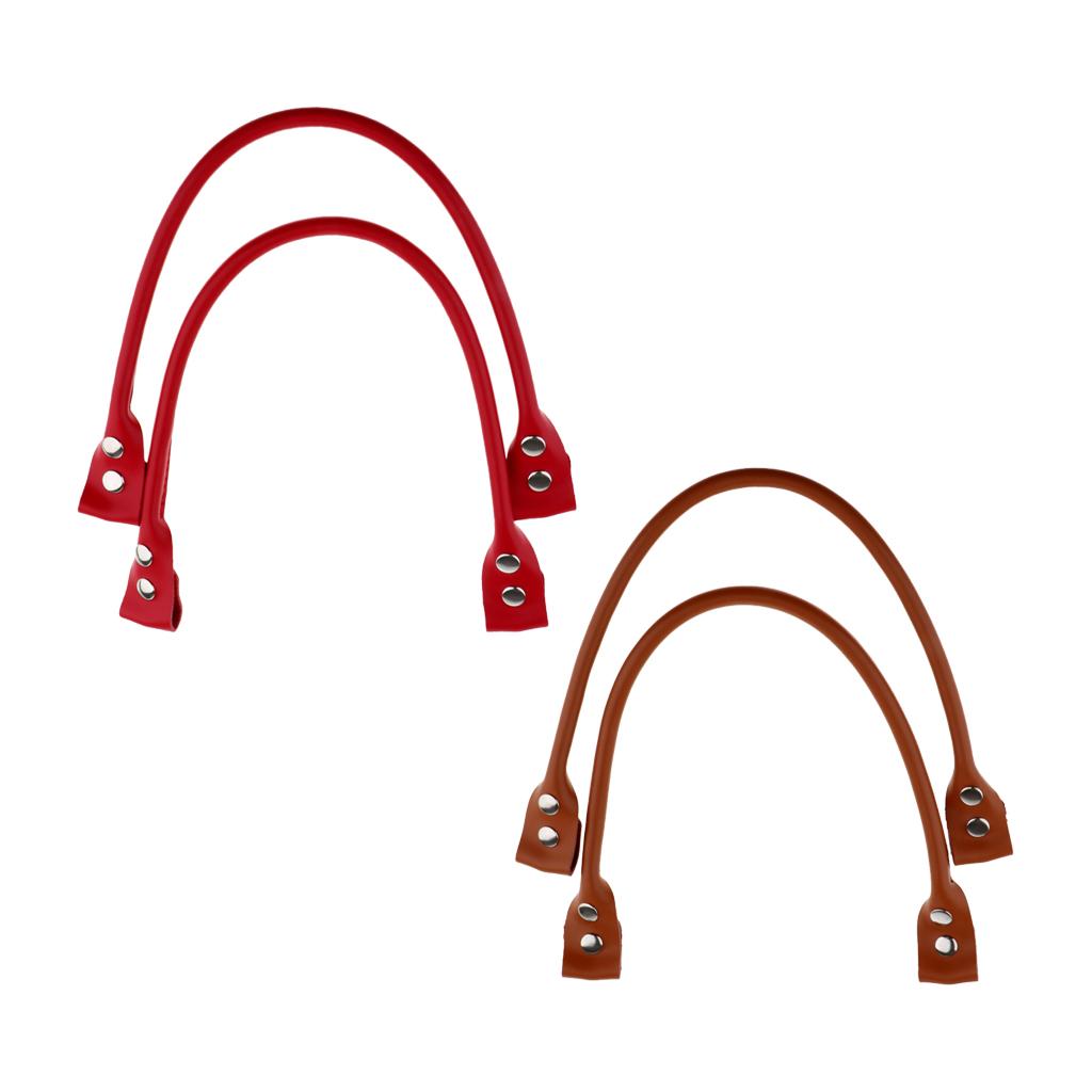 4 Pieces Genuine Leather Handbag Bag Strap Replacement 58cm Brown+Red