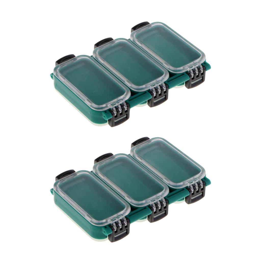 2PCS Fishing Gear Box Accessories Tackle Buckle Cases with 6 Compartments