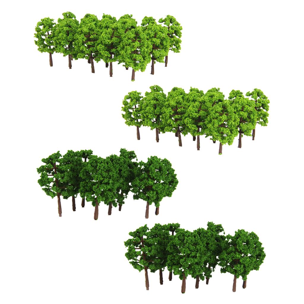 80Pcs Plastic Model Trees Train Railroad Scenery 1:150 Scale Kit