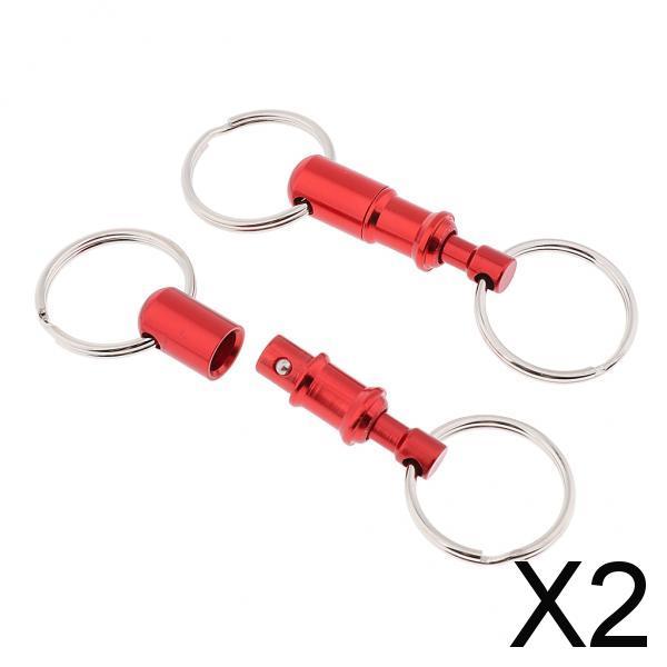 2x2 Pieces Breakaway Key Ring Separate Car Keys Quick Release Keychain Red