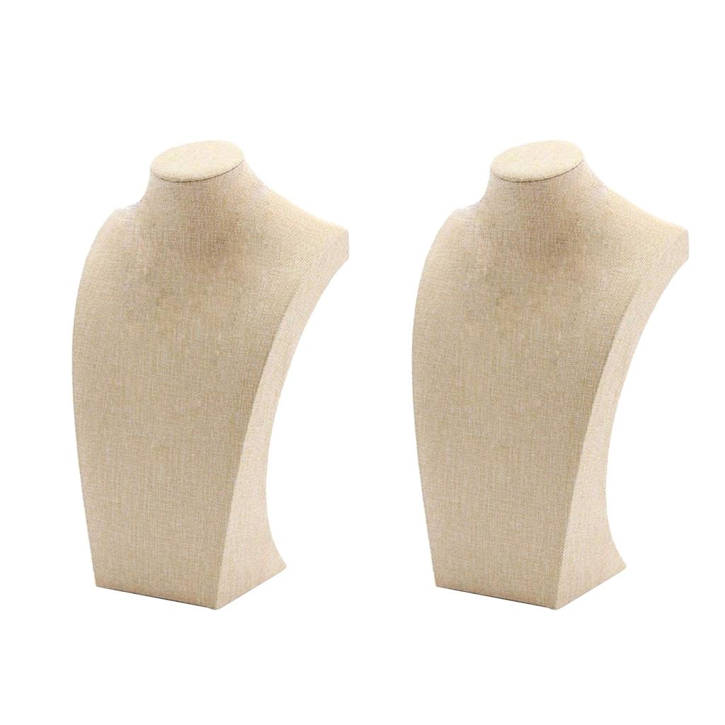 2x Necklace Pendant Display Bust Mannequin Linen Stand Holder Rack