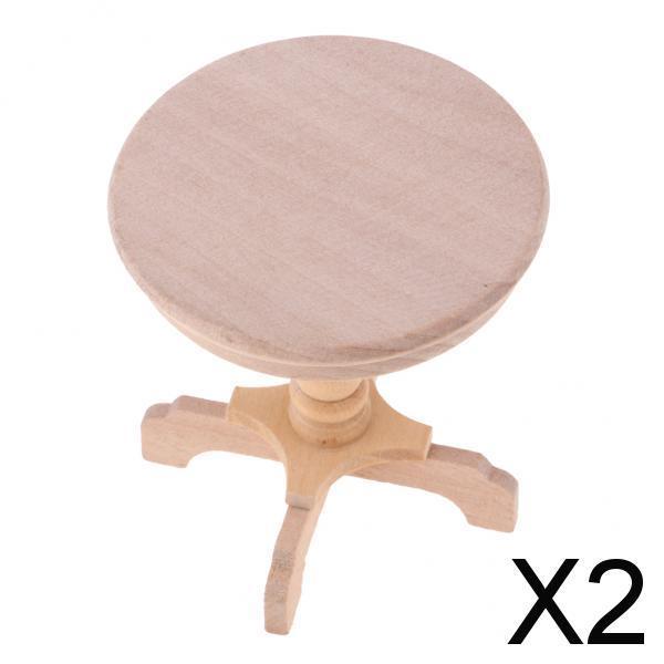 2x1/12 Dollhouse Miniatures Furniture Wooden DIY Mini Round Table Model Toy