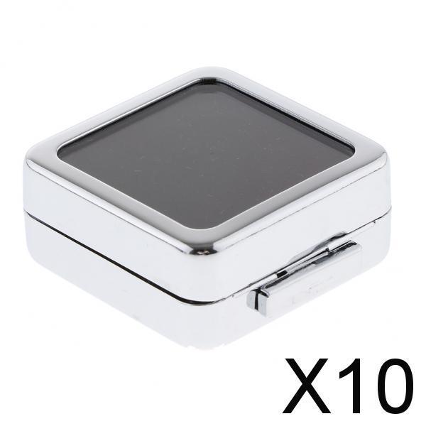 10xMetal Jewelry Gift Box Loose Diamond Box Jewelry Organizer Polish Silver