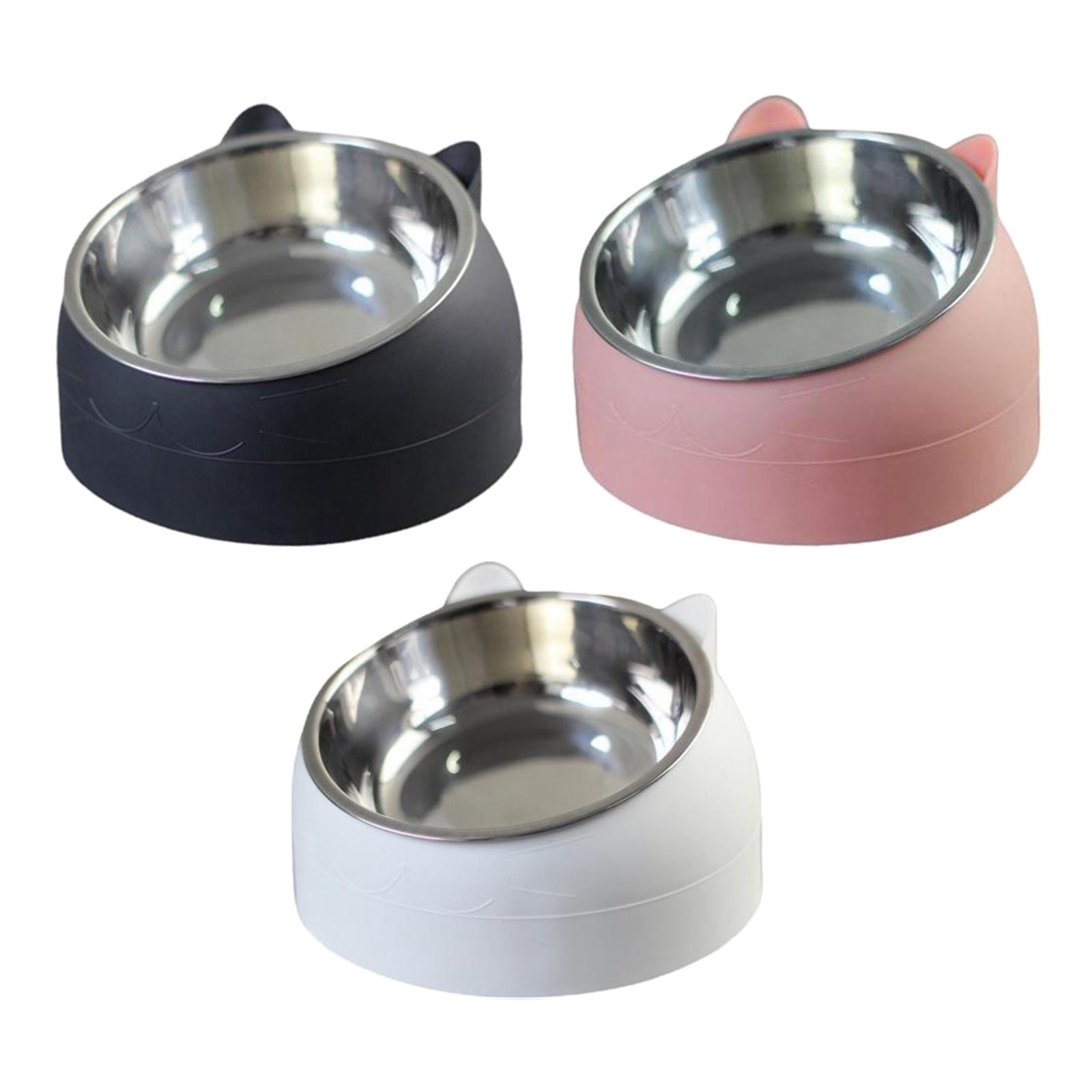 3Pcs Pet Feeder 15 Degree Raised Single Bowl for Cat Dog