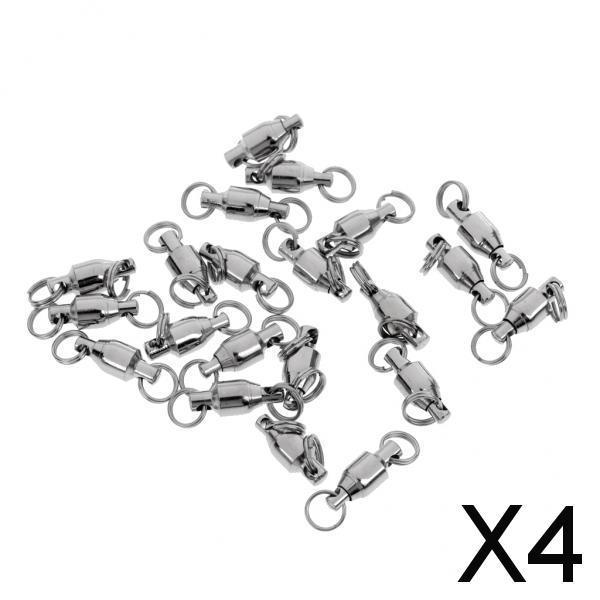 4x20Pcs Heavy Duty Ball Bearing Swivel Solid Rings Saltwater Sea Fishing 4#