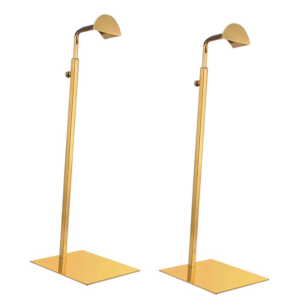 2x Height Adjustable Display Stand Rack Holder for Handbags Purse Golden