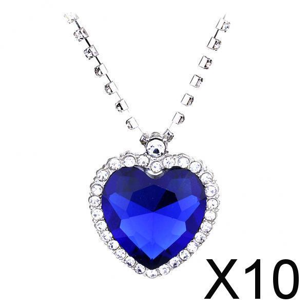 10xClassic Sapphire Rhinestone  Crystal CZ Pendant Chain Necklace Gifts