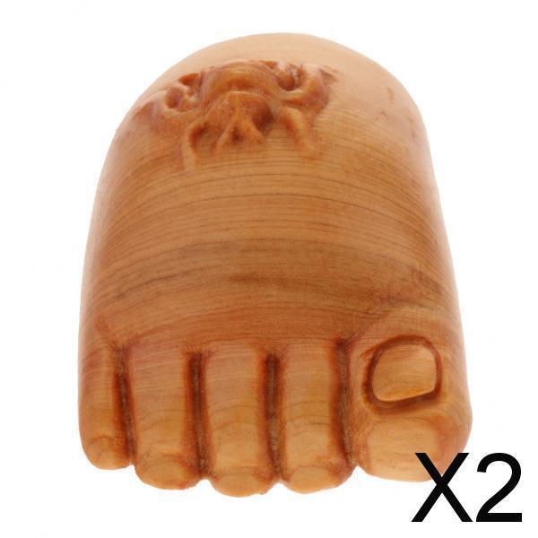 2xWooden Blessing Statue Handcraft Indoor Home Desktop Ornament  Foot