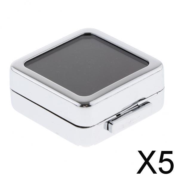 5xMetal Jewelry Gift Box Loose Diamond Box Jewelry Organizer Polish Silver