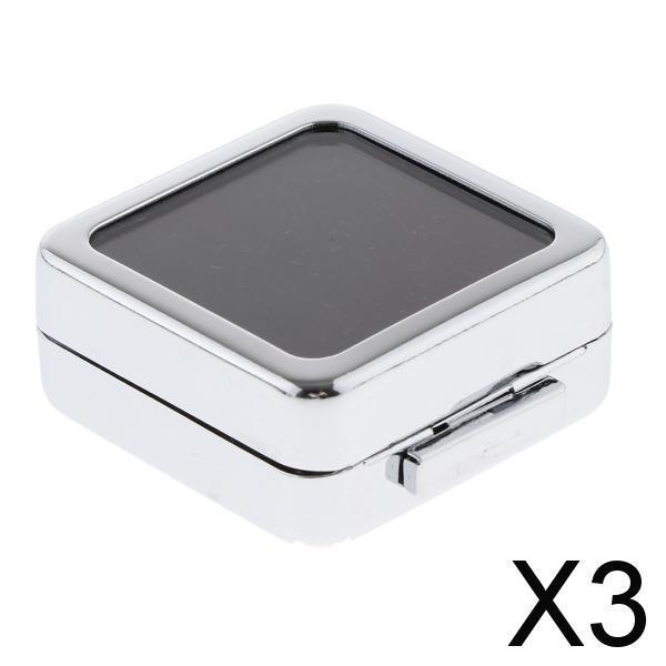3xMetal Jewelry Gift Box Loose Diamond Box Jewelry Organizer Polish Silver