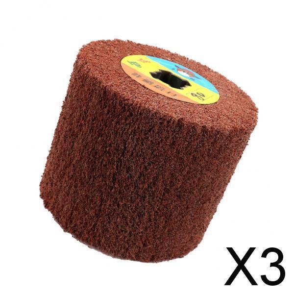 3x1Pc Non-woven Abrasive Flap Wire Drawing Polishing Burnishing Wheel 80