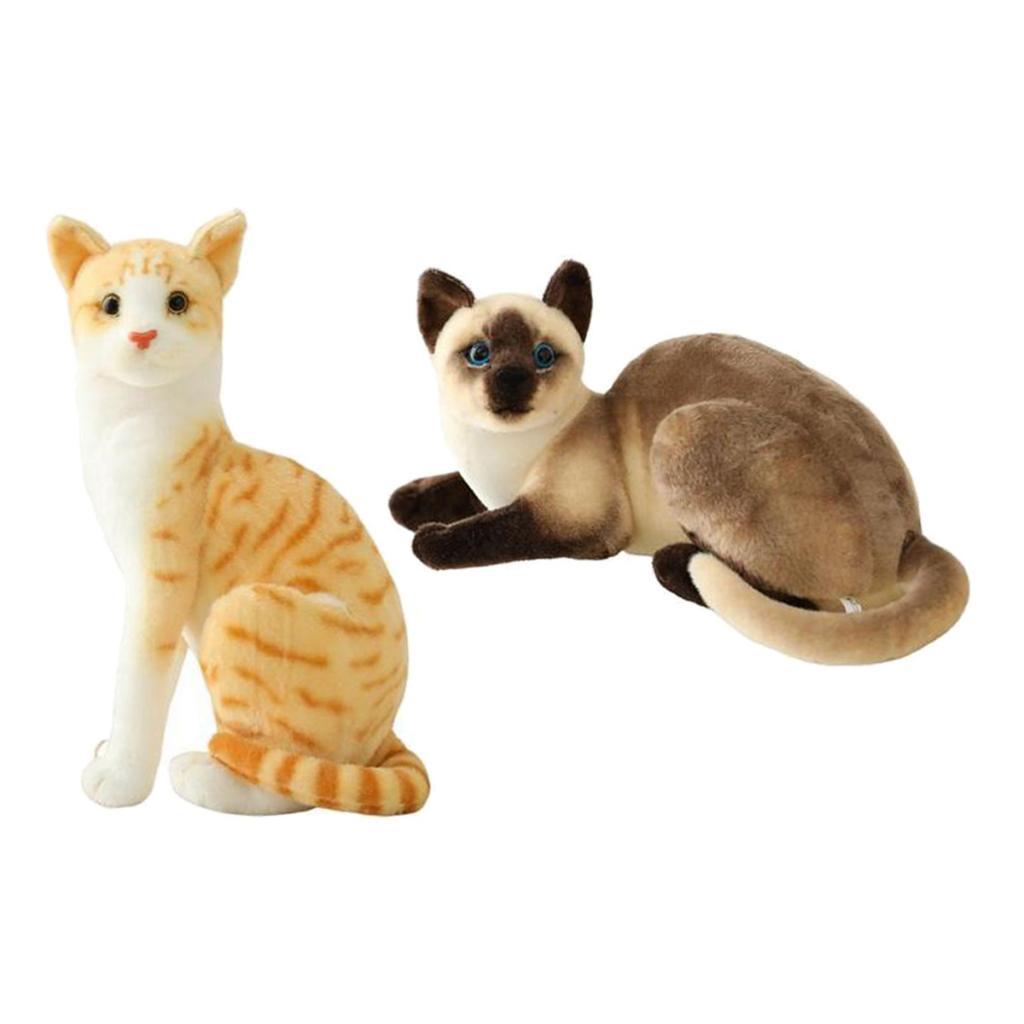 2pcs Simulation Siamese Cats Animal Plush Padding Stuffed for Birthday Gifts